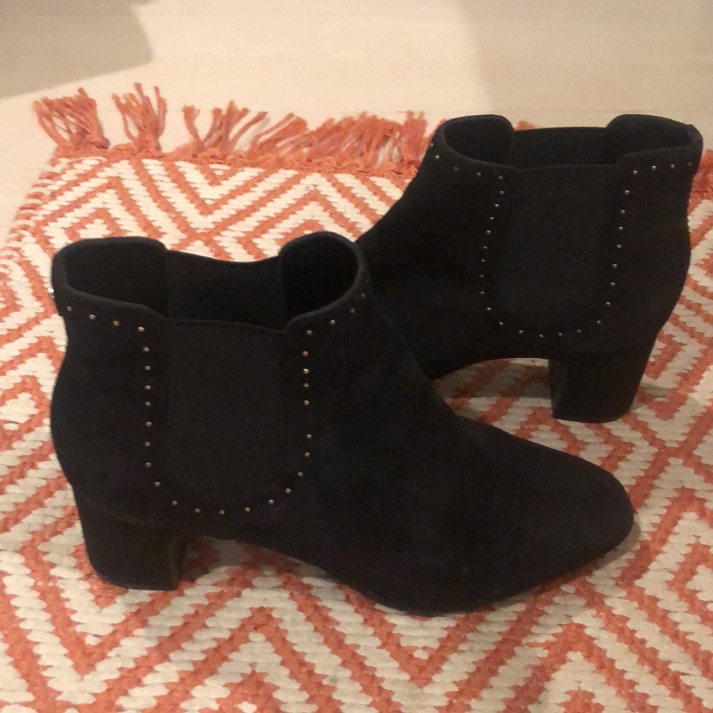 Anne Klein booties with gold detailing